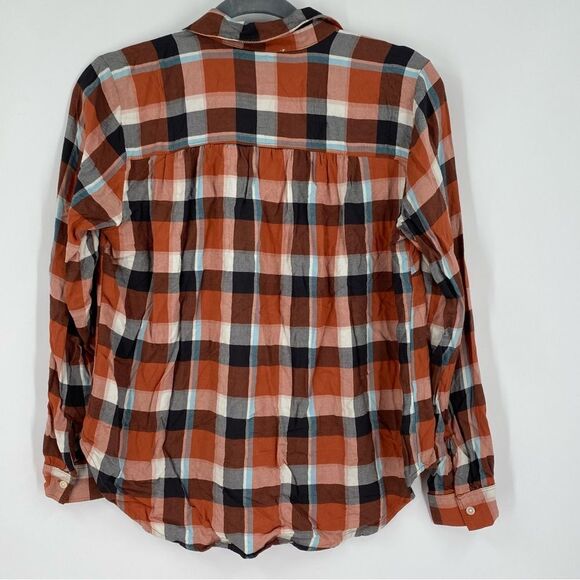 LOFT Women’s Button Front Plaid Flannel Brown Tone size PS - Picture 3 of 3